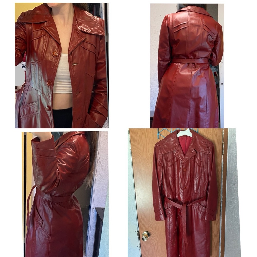 Real Red Leather Coat